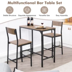 Costway 3PCS Bar Table Set Industrial Counter Height Dining Table Set W/2 Stools 15 Costway 3PCS Bar Table Set Industrial Counter Height Dining Table Set W/2 Stools -Costway GUEST 31dcd86b 224e 461f 9ce8 fe893daaecda