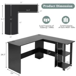 Costway L-Shaped Computer Desk, Corner Desk For Small Space, Home Office Writing Desk Laptop Workstation With 2-Tier Open Shelf -Costway GUEST 32142fea 6943 4e72 a782 94e35c2d7974