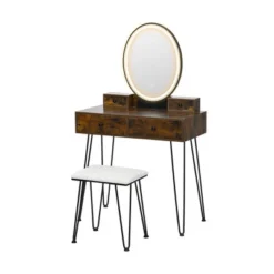 Costway Industrial Vanity Makeup Dressing Table Padded Stool Set 3-Color Lighted Mirror -Costway GUEST 322ebee2 a705 4c9c 88da f5f8b0d5acb9