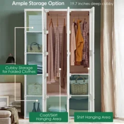 Costway Portable Closet Clothes Foldable Armoire Wardrobe Closet W/10 Cubes, Hanging Rods -Costway GUEST 323c0301 3ca9 4925 a097 918e66ef3f6a