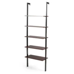 Costway 5-Tier Ladder Shelf Wood Wall Mounted Display Bookshelf Metal Frame Brown & Black/Brown & White/Bronze -Costway GUEST 325bd913 542f 48d9 b8cf 4f6946b47829