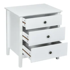 Costway Nightstand Beside End Side Table Accent Table Organizer W/3 Drawers White -Costway GUEST 3268eca2 6362 46e2 82b3 6880f3d64a02