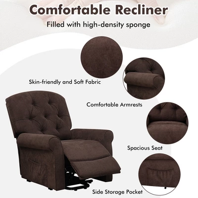 Costway Power Lift Recliner Chair Sofa For Elderly W/ Side Pocket & Remote Control BlackBrown 9 Costway Power Lift Recliner Chair Sofa For Elderly W/ Side Pocket & Remote Control BlackBrown - Image 7