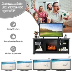 Costway 58'' 2-Tier Fireplace TV Stand W/18'' 1400W Electric Fireplace 65'' 18 Costway 58'' 2-Tier Fireplace TV Stand W/18'' 1400W Electric Fireplace 65'' -Costway GUEST 32f0e45a c1ce 4dad a1d9 7f1ecdfc96ac