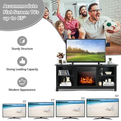 Costway 58'' 2-Tier Fireplace TV Stand W/18'' 1400W Electric Fireplace 65'' 7 Costway 58'' 2-Tier Fireplace TV Stand W/18'' 1400W Electric Fireplace 65'' - Image 5