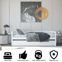 Costway Twin Size Trundle Daybed Wooden Slat Support Mattress Platform For Kids EspressoWhite 19 Costway Twin Size Trundle Daybed Wooden Slat Support Mattress Platform For Kids EspressoWhite -Costway GUEST 32f772a2 d710 4cbb bb38 80d57995f74f