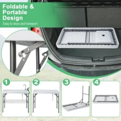 Costway Folding Fish Cleaning Table Portable Camping Table With Faucet Hose Grid Rack -Costway GUEST 330de54a 7255 4886 bd13 42ef92bef4ac