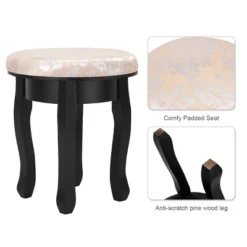 Costway Vanity Table Makeup Table Cushioned Mirror 5 Drawers Black -Costway GUEST 331074cf 79cb 4e02 a4ef 1f2c5fe7b616