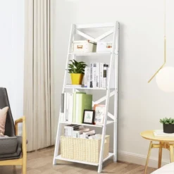 Costway Set Of 2 Ladder Shelf 4-Tier Bookshelf Bookcase Storage Display Plant Leaning 15 Costway Set Of 2 Ladder Shelf 4-Tier Bookshelf Bookcase Storage Display Plant Leaning -Costway GUEST 331c58f8 ee27 4072 aa18 321066fa69b0