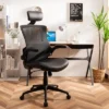 Costway Mesh Back Adjustable Swivel Office Chair W/ Flip Up Arms Leather Seat -Costway GUEST 3336d0da 82d3 45d0 a757 c4ac711eebfd