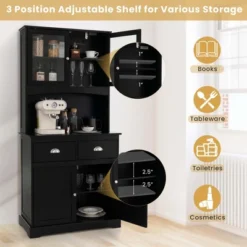 Costway 67'' Storage Cabinet Closet Kitchen Pantry Cupboard With Adjustable Shelves Black/White -Costway GUEST 3337dda6 775b 4d6c 8c76 2cbb501b7e17