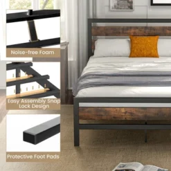 Costway Full/Queen Industrial Metal Platform Bed Frame Rustic Headboard Mattress Foundation -Costway GUEST 33720391 7df7 401b 89aa 1a39142066e2