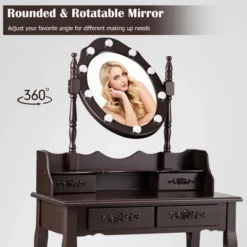 Costway Makeup Vanity Dressing Table Set W/10 Dimmable Bulbs Cushioned Stool -Costway GUEST 33b5c267 79b6 45f7 bed2 264d942e1b79