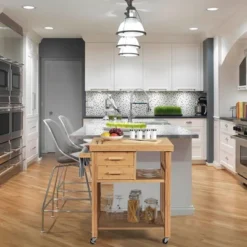 Costway Bamboo Kitchen Trolley Cart Wood Rolling Island W/ Tower Rack & Drawers -Costway GUEST 33bf90fc 3b96 43f5 a426 ef6908b901a8