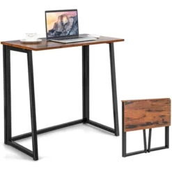 Costway Folding Computer Desk No Assembly Study Writing Table For Small Spaces Walnut/Black/Brown/White -Costway GUEST 33e41296 2307 4663 b348 a0f5a75309e0
