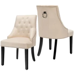 Costway Set Of 2 Button-Tufted Dining Chair Upholstered Armless Side Chair -Costway GUEST 3408d910 f367 4915 b992 4d039ec9269f