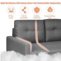 Costway Modern Loveseat Sofa 55'' Upholstered Chair Couch With Soft Cloth Cushion Grey -Costway GUEST 34db6656 c3ba 4e7e 84f8 d0981482a2b9