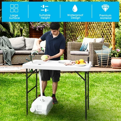 Costway Folding Fish Table Hunting Clean Cutting Camping Sink Faucet W Sprayer 3 Costway Folding Fish Table Hunting Clean Cutting Camping Sink Faucet W Sprayer