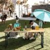 Costway 66.5" Outdoor Folding Wood Picnic Table Height Adjustable Metal Frame -Costway GUEST 34efc480 185e 4c35 9ce8 43b9cf48ac10