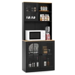Costway 72'' Freestanding Pantry Cabinet Kitchen Buffet Sideboard Hutch With 3 Doors Black/White -Costway GUEST 3528838a d89b 4807 af9a 8a934f5c0e90