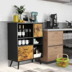 Costway Industrial Buffet Sideboard Storage Cabinet Organizer Cupboard With Cubbies Drawers -Costway GUEST 353f1a8b 0367 4dbf 9a9a 23970361fb69
