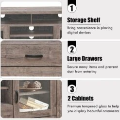 Costway TV Stand Tall Entertainment Center Hold Up To 65'' TV W/ Glass Storage & Drawer 18 Costway TV Stand Tall Entertainment Center Hold Up To 65'' TV W/ Glass Storage & Drawer -Costway GUEST 3553f59a 0e28 423b 8014 a607bb19b9ad