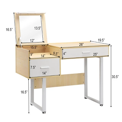 Costway Vanity Table Flip Top Square Makeup Table Writing Table 3 Costway Vanity Table Flip Top Square Makeup Table Writing Table