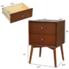Costway 2PCS Nightstand Mid-Century End Side Table 2 Drawer Rubber Wood Legs Living Room -Costway GUEST 358750ee ea59 49ca 8025 eaf0c532b192