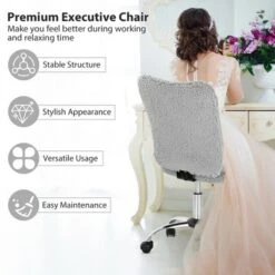 Costway Armless Faux Fur Leisure Office Chair Adjustable Swivel Task Chair 18 Costway Armless Faux Fur Leisure Office Chair Adjustable Swivel Task Chair -Costway GUEST 3594ae61 3ace 4f12 9742 337db6541461