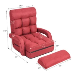Costway Folding Floor Armchair W/6-position Adjustable Back & Lumbar Pillow Red -Costway GUEST 35a97f53 7d59 4736 8ca2 8169a3a8c0af