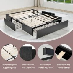 Costway Platform Bed Frame With 3 Storage Drawers Mattress Foundation Grey 18 Costway Platform Bed Frame With 3 Storage Drawers Mattress Foundation Grey -Costway GUEST 35c92468 c692 4268 8966 a7c3ff4f86c4