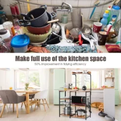 Costway 4-Tier Vintage Kitchen Baker's Rack Utility Microwave Stand W/ Basket & 5 Hooks 19 Costway 4-Tier Vintage Kitchen Baker's Rack Utility Microwave Stand W/ Basket & 5 Hooks -Costway GUEST 35d07c6d a2e8 421e afce 68a26e7dc0e2