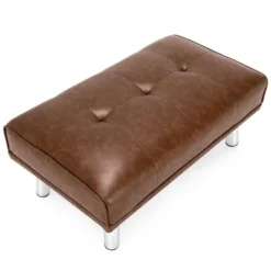 Costway Ottoman Footrest Stool PU Leather Rectangular Seat W/Metal Legs Brown/Black -Costway GUEST 35f8fc4a 1253 4f57 a1dc 32e08ec3af50