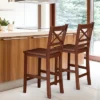 Costway Set Of 2 Bar Stools 24'' Counter Height Chairs W/ Rubber Wood Legs Walnut -Costway GUEST 3603a7ce c843 42da 9f44 8aa0b6cc9ca0