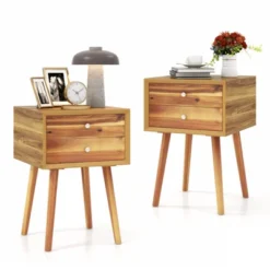 Costway 2PCS Wooden Nightstand Mid-Century End Side Table W/2 Storage Drawers 27 Costway 2PCS Wooden Nightstand Mid-Century End Side Table W/2 Storage Drawers -Costway GUEST 36169ce2 9b4f 45dd b005 5db6d15cf0bb