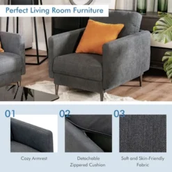 Costway Modern Upholstered Accent Chair Single Sofa Armchair Living Room Funiture WhiteGrey 21 Costway Modern Upholstered Accent Chair Single Sofa Armchair Living Room Funiture WhiteGrey -Costway GUEST 36308c31 bb63 4c82 b237 b823755ed96b
