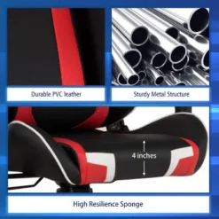 Costway Gaming Desk & Chair Set Z-Shaped Racing Style Desk With Massage Swivel Gaming Chair -Costway GUEST 368c28d2 d11a 47f9 81a8 95acaa7a3d2b