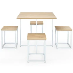 Costway 5pcs Dining Set Compact Dining Table And 4 Stools Metal Frame NatureVintage -Costway GUEST 36bde32c 2e46 438b bf7e fa08c3f0f36e
