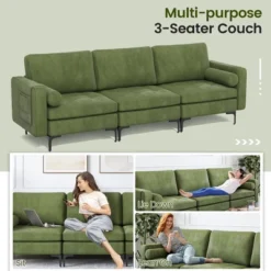 Costway Modern Modular 3-Seat Sofa Couch W/ Side Storage Pocket & Metal Legs Army Green 17 Costway Modern Modular 3-Seat Sofa Couch W/ Side Storage Pocket & Metal Legs Army Green -Costway GUEST 36f5337c 539a 44c1 928c 2716825f83f6
