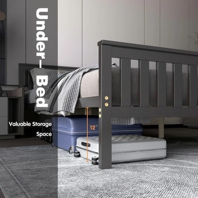 Costway Queen Wood Platform Bed With Headboard And Footboard Mattress Foundation 8 Costway Queen Wood Platform Bed With Headboard And Footboard Mattress Foundation - Image 6