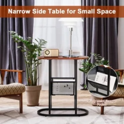 Costway 2 PCS 2-tier Side Table Oval Narrow End Table Nightstand Bedside Table Brown 16 Costway 2 PCS 2-tier Side Table Oval Narrow End Table Nightstand Bedside Table Brown -Costway GUEST 3760b275 72cf 4b5d 955f 8eb10c1a4381