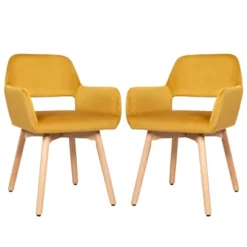 Costway Set Of 2 Modern Accent Armchairs Velvet Fabric Leisure Chairs Club Guest YellowBlue Grey -Costway GUEST 3766099f aaff 4e7e a09b 6d91f98aff81