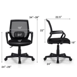 Costway Mid-Back Mesh Office Chair Height Adjustable Executive Chair W/ Lumbar Support