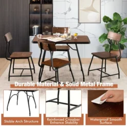 Costway Dining Table Set 5-Piece Kitchen Dining Table Set Rectangula For 5 W/Metal Frame -Costway GUEST 379a612f 2dce 4772 affb b97f5ebcdaa3