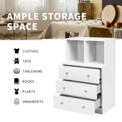 Costway 3 Drawer Dresser W/ Cubbies Storage Chest For Bedroom Living Room White/Black/Grey 19 Costway 3 Drawer Dresser W/ Cubbies Storage Chest For Bedroom Living Room White/Black/Grey -Costway GUEST 37a521fa 8092 4041 8b2b 40b1749fbfaa