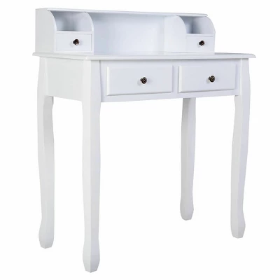 Costway Home Office Computer Desk Writing Desk With 4 Drawer White 4 Costway Home Office Computer Desk Writing Desk With 4 Drawer White - Image 2