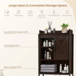 Costway Over-The-Toilet Storage Cabinet Bathroom Organizer W/ Sliding Barn Door RusticEspresso -Costway GUEST 380f3bc9 c761 4f64 b5d9 fe7a2fda5158