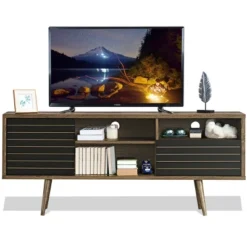 Costway Modern TV Stand/Console Cabinet 3 Shelves Storage Drawer Splayed Leg Wood/Black -Costway GUEST 383b0456 85d8 4b11 b19b 4d354a1c32d4