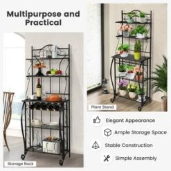 Costway 5-Tier Metal Kitchen Bakers Rack Microwave Storage Rack Oven Stand With Wine Organizer 17 Costway 5-Tier Metal Kitchen Bakers Rack Microwave Storage Rack Oven Stand With Wine Organizer -Costway GUEST 385f5c52 8955 4700 929d 8f7656e70168