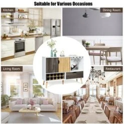 Costway Mid-Century Buffet Sideboard Wooden Storage Cabinet W/ Wine Rack & Glass Holder -Costway GUEST 388a6aea fb1d 4372 af29 771649d6512c